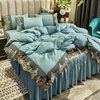 Cross-Border Amazon Light Luxury Collection Art Skin-Friendly Brushed European Lace Bed Skirt Bedspread Three or Four-Piece Set Factory Wholesale
