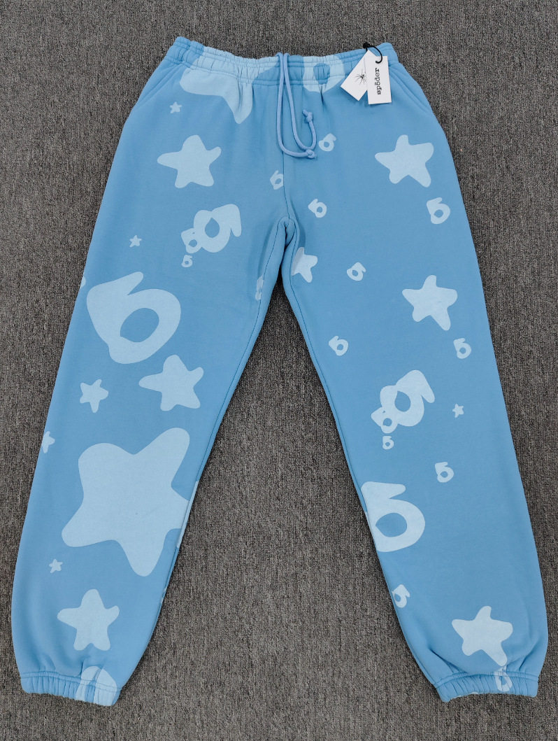 跨境爆款连帽衫555555美潮街头重磅宽松Sp5der卫衣卫裤男套装现货