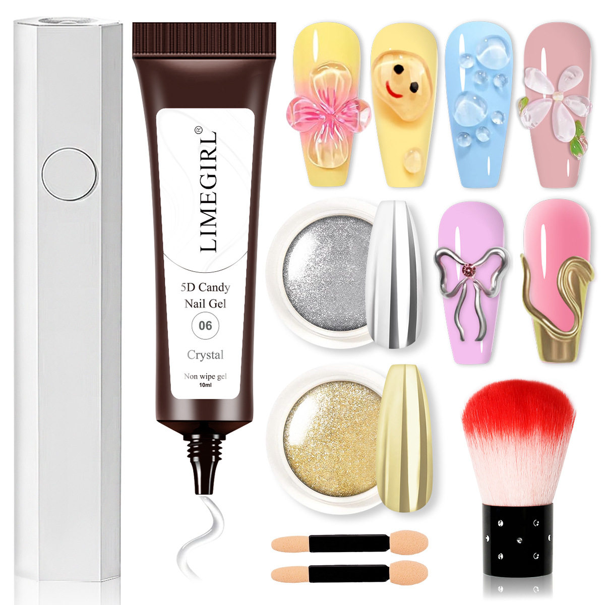 5D Stereo Candy Glue Solid Nail Polish Glue Transparent Gel Shaping Stereo Glue Sunglasses Powder Set Available in Stock