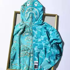 Limited Edition Van Gogh World Famous Painting Co-Branded Ape Head Shark Hooded Sweatshirt Jacket for Men and Women