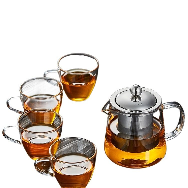 Glass Teapot, High Temperature Resistant Filter Teapot, Household Kettle, Tea Water Separation Teapot, Thickened Tea Set
