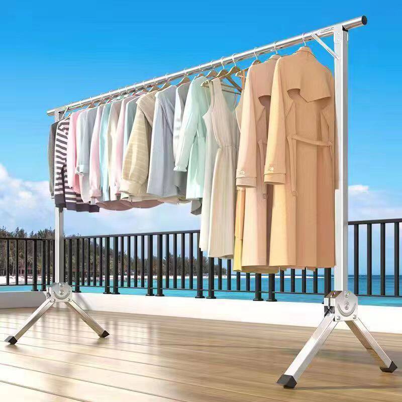 Floor folding telescopic drying rack stainless steel single pole drying rack drying rack indoor bedroom hanging rack wholesale
