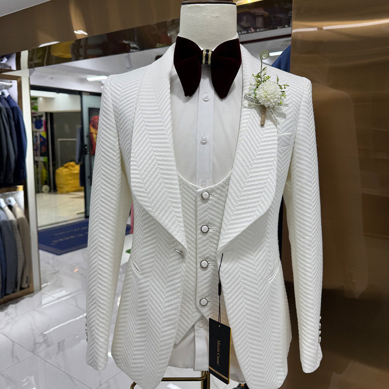 men's casual suit wedding casual hosting suit 3-piece set