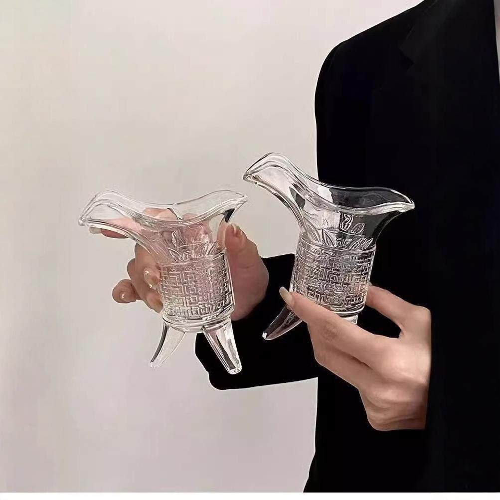 Ancient King Cup Household Personalized Liquor Cup Three-legged Jazz Cup Creative Antique Wine Bottle Glass Liquor Cup Wine Disperter
