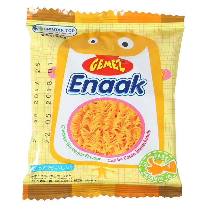 Gemez Enaak chicken noodles imported from Indonesia roasted chicken flavor spicy crispy noodles snack wholesale 16g