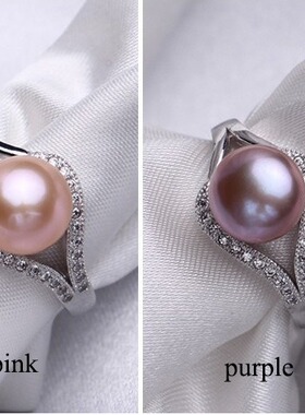 外贸直播爆款925银珍珠戒指活口微镶锆石戒指女铜镀真金跨境