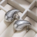 Hammer Hollow Drop Earrings Steel Color MS-225
