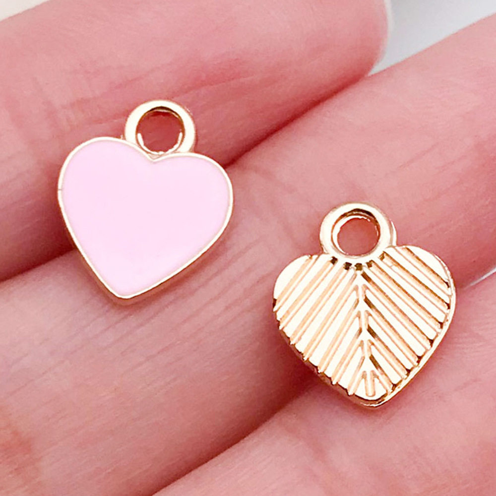 混50个红粉爱心桃心饰品配件 diy手链钥匙扣项链吊坠合金滴油挂件