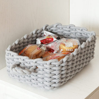 Japanese-style fabric cotton rope woven storage basket desktop cosmetics organizing storage box ins style sundries basket storage basket