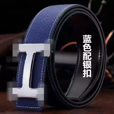 Trendy Buckle Belt Simple Smooth Cowhide Fashion Cross-Border Men's Wholesale Business Belt Young Belt