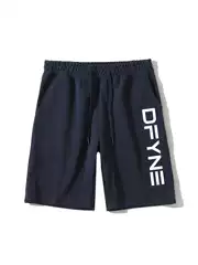 Dfyne Men's Letter-Printed Casual Shorts, Loose-Fitting Five-Point Pants, Sports Drawstring, Solid Color Cotton, Men's Quick-Dry