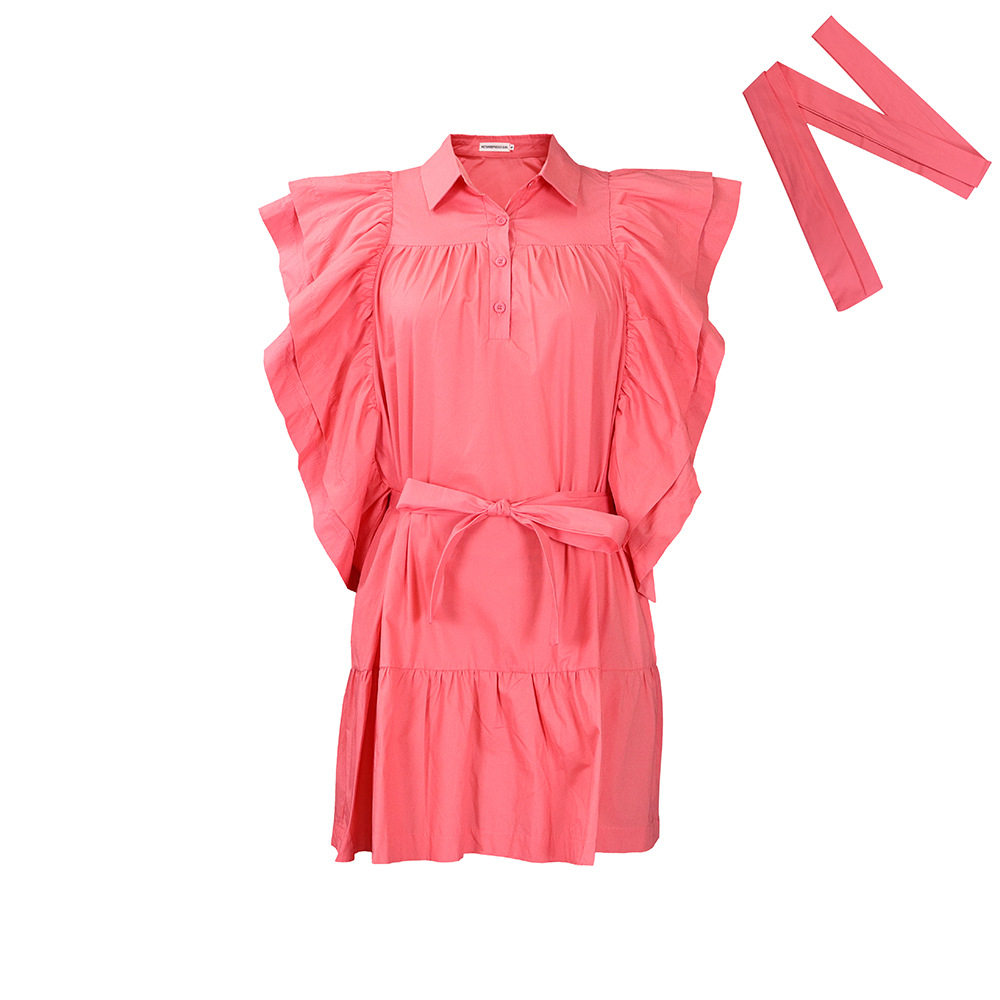 Plus Size Womens A Line Dress Fashion Lapel Collar Flutter Sleeves Comfortable Fabric Casual or Party Wear