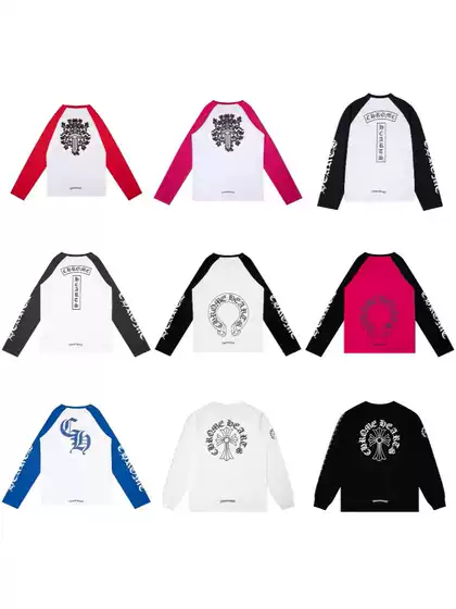 Cross-Border High Version Chrome Hearts 25Ss Crow Dark Flower Sanskrit Printed Long-Sleeved Men's and Women's Raglan Long Sleeves