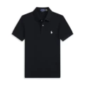 Black polo white label