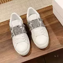 Men's Export Shoes with 25 Rivets, Color-Blocking White Sneakers, Casual Everyday Couple's Sneakers, Silver Thick-Soled Unisex Low-Top Shoes