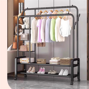 Clothes hanger floor bedroom household clothes hanger indoor folding clothes pole simple storage balcony clothes drying rack
