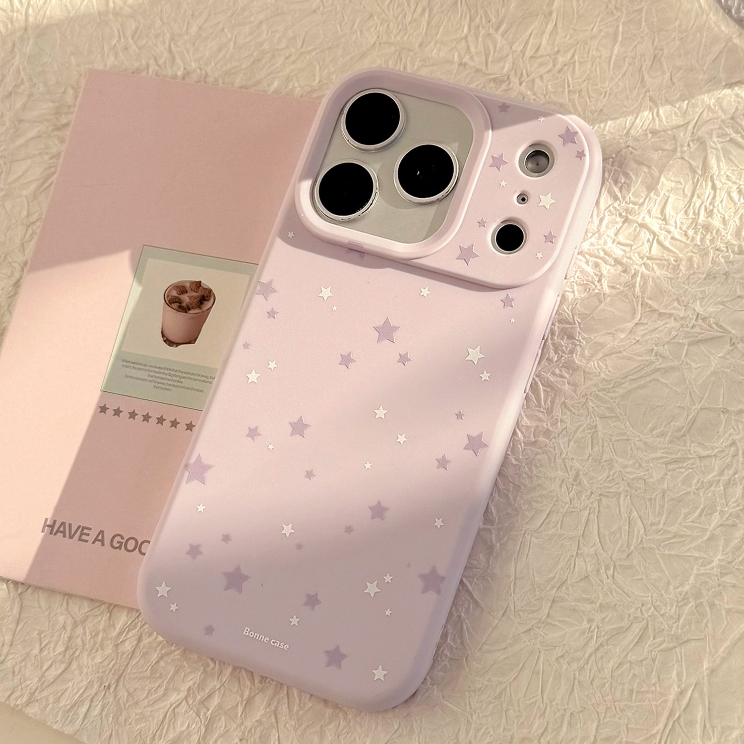 [under the Tower] Suitable for Iphone17Promax Sweet Cool Purple White Star 16 Mobile Phone Case 15 Soft Cover 14 New Style 13
