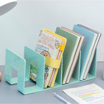 Morandi Series Transparent Bookend Student Desktop Storage Partition Rack Bookend Bookshelf Office Information Rack Baffle