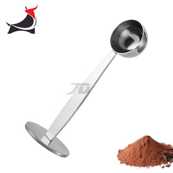 Stainless steel coffee measuring spoon can stand sugar spoon powder pressing dual-purpose bean spoon powder pressing spoon stand spoon two-in-one coffee spoon
