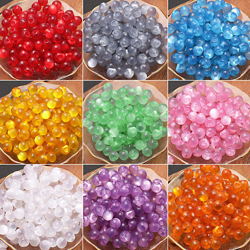 Plate buckle cheongsam button imitation jade beads Tang suit Hanfu decoration color pearl buckle round resin shirt button