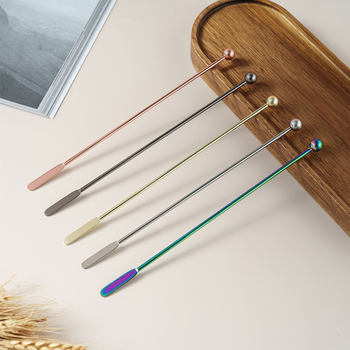 Stainless Steel Flat Tail Cocktail Drink Coffee Spoon Metal Bar Spoon Bar Mixing Tool Stirring Stick