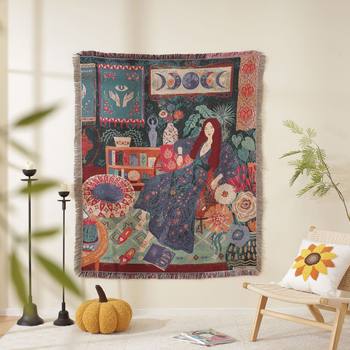 Purple Clothes Women's Flower Sofa Blanket Sofa Blanket Thread Blanket Decorative Tapestries Camping Blanket Air Conditioning Blanket Double-Sided Blanket