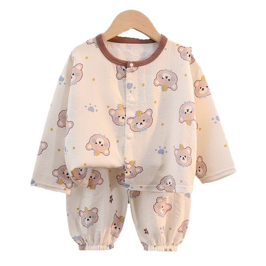 2025婴儿儿童长袖长裤家居服套装休闲内衣薄款睡衣睡裤空调服