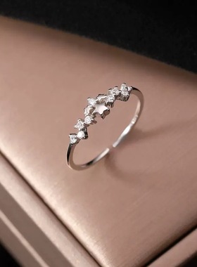 开口食指钻戒925纯银ins女