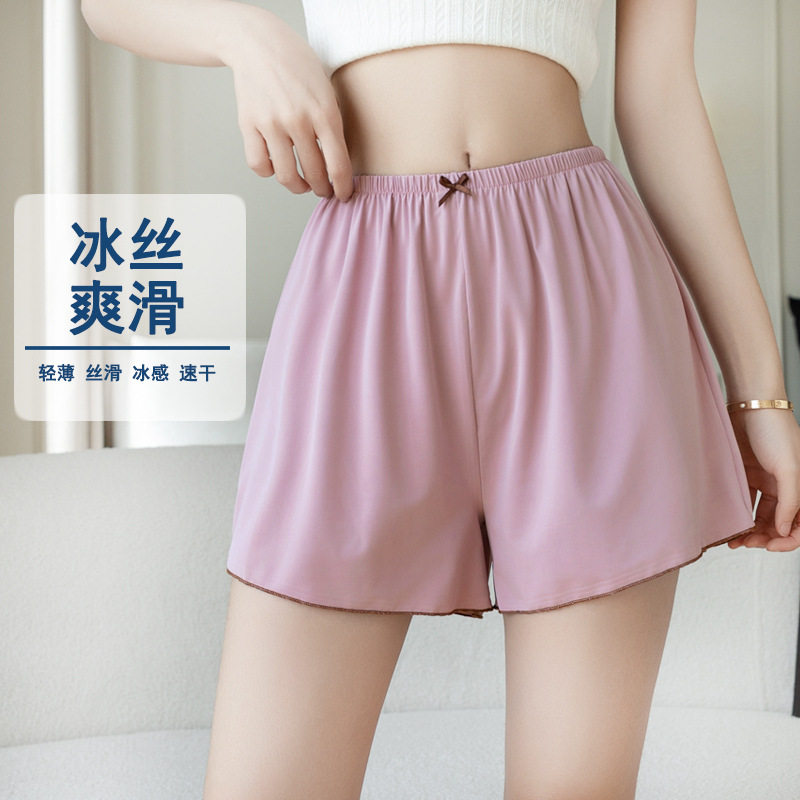 Ice Silk Safety Pants for Women Summer Thin Non-rolled Anti-...