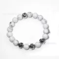 White turquoise 4 silver beads