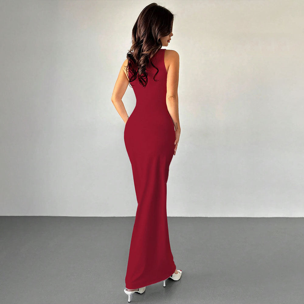 Summer Evening Dress Sexy Deep V Neck Sleeveless Open Back Fashionable for Parties and Events Wholesale Available
