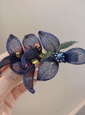 弹簧夹饰品立体花朵鸢尾花马尾