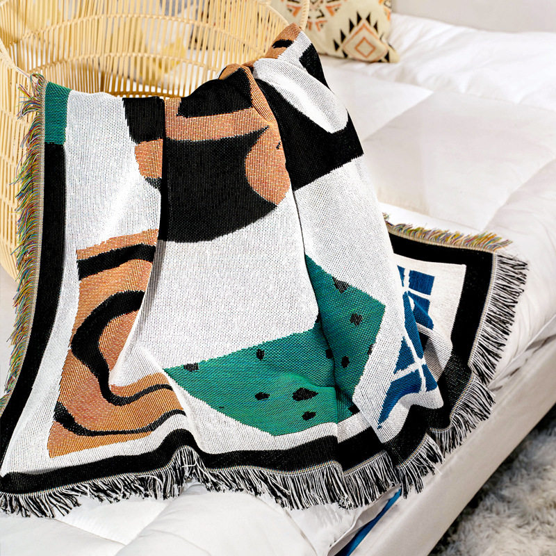 Cross-border Foreign Trade Camping Blanket Moisture-proof Picnic Mat Jacquard Tapestry ins Style Sofa Towel Thread Blanket Multifunctional Sofa Blanket