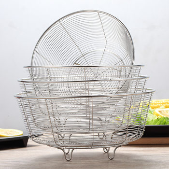 Thickened 304 Stainless Steel Drain Basket Package Household Kitchen Vegetable Basket Round Drain Basin Sink Rack Sieve