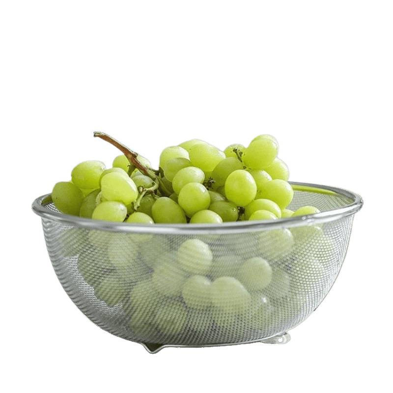 316 Stainless Steel Drain Basket Two-Piece Set for Household Kitchen Sink, Fine Hole Leakage, Rice Washing Filter