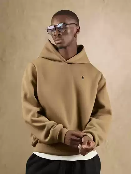 Cross border European and American Foreign Trade 2025 Spring and Autumn Men's Loose Hoodie with Velvet Embroidered Little Horse Logo Hoodie
