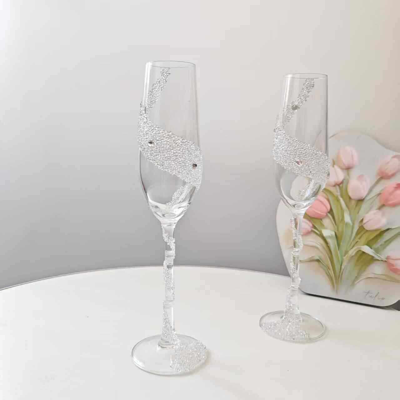Handmade Diamond-Studded Blingbling Champagne Glass Sparkling Wine Glass Wedding Pair Toast Glasses High-Value