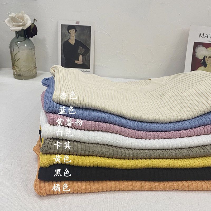 Womens Soft Ice Silk Knit T Shirt Low Round Neck Slim Fit Trendy Design Summer Casual Wear OEM Available