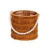 Pp Rattan Hand Basket Pearl Handle Bag Wedding Decoration Flower Basket Woven Gift Box Decorative Basket Storage Basket