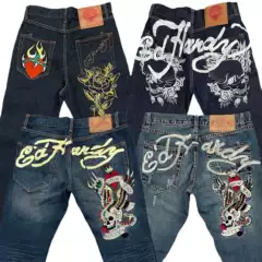 Cross-border E-commerce European and American Style Street Jeans Men's Y2K Printed Hip-hop Straight Retro Loose Wide-leg Jeans