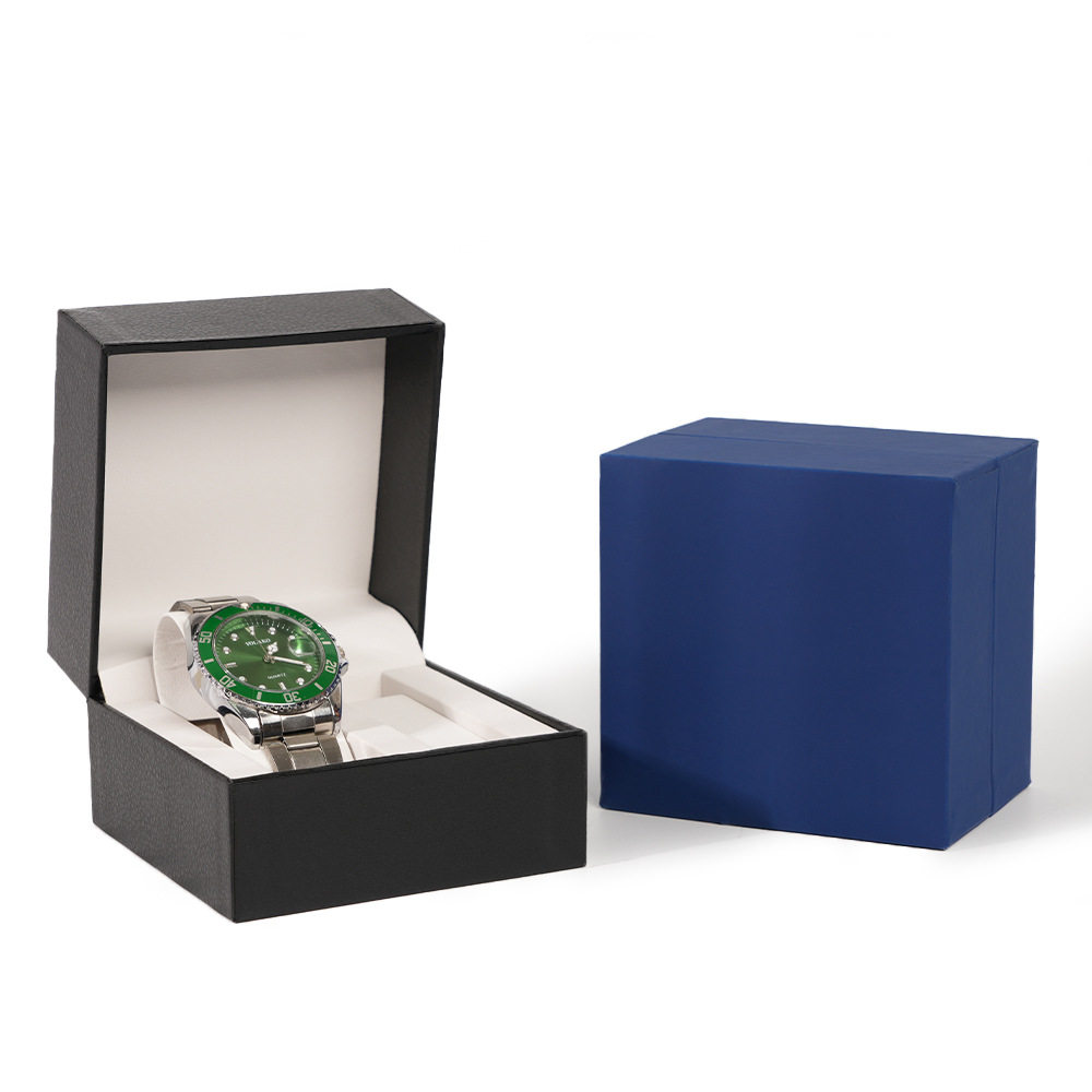 Hot-Selling Pu Leather Double Pillow Watch Box, High-End Couple Watch Box, Flip Watch Packaging Box, Cross-Border