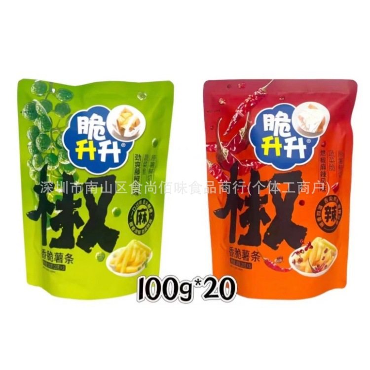 Wholesale Crispy Spicy Potato Chips with Vine Pepper Flavor, Crispy Potato Sticks, Casual Snacks, 100g, 20 Packs Per Box