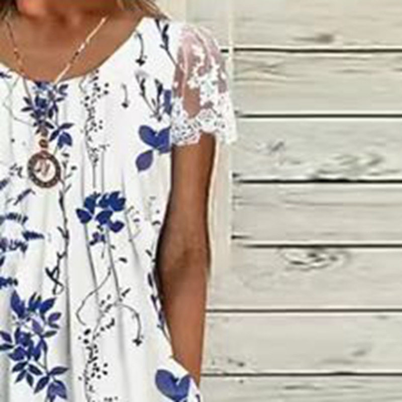 Womens Floral Print A Line Midi Dress Casual Summer Style Available in White Wholesale Sizes S to 3XL