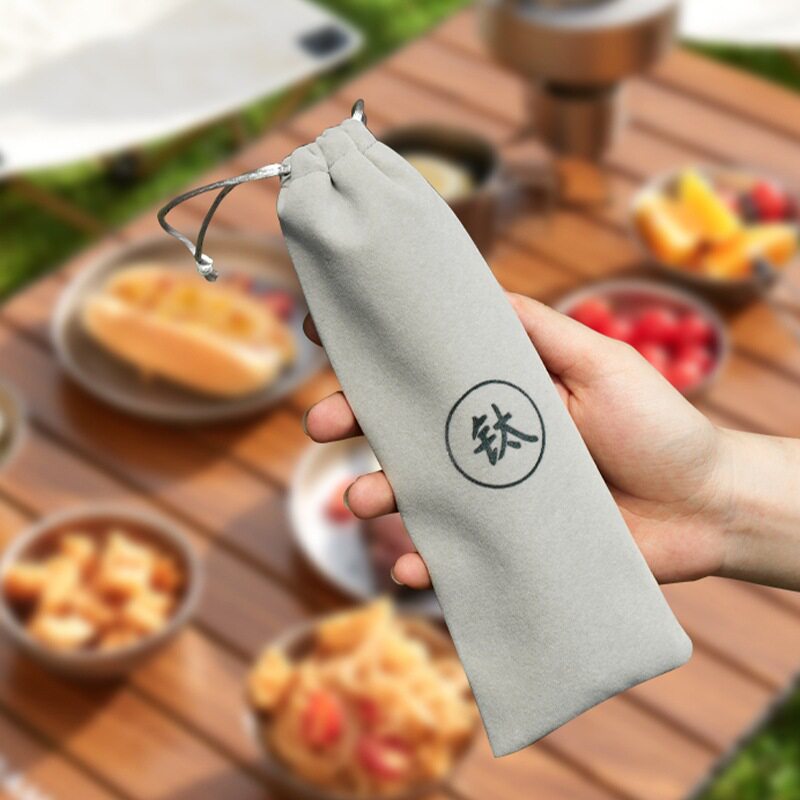 Outdoor Pure Titanium Spoon Camping Titanium Spoon Camping Portable Titanium Metal Tableware Steak Knife and Fork Spoon Spoon suit