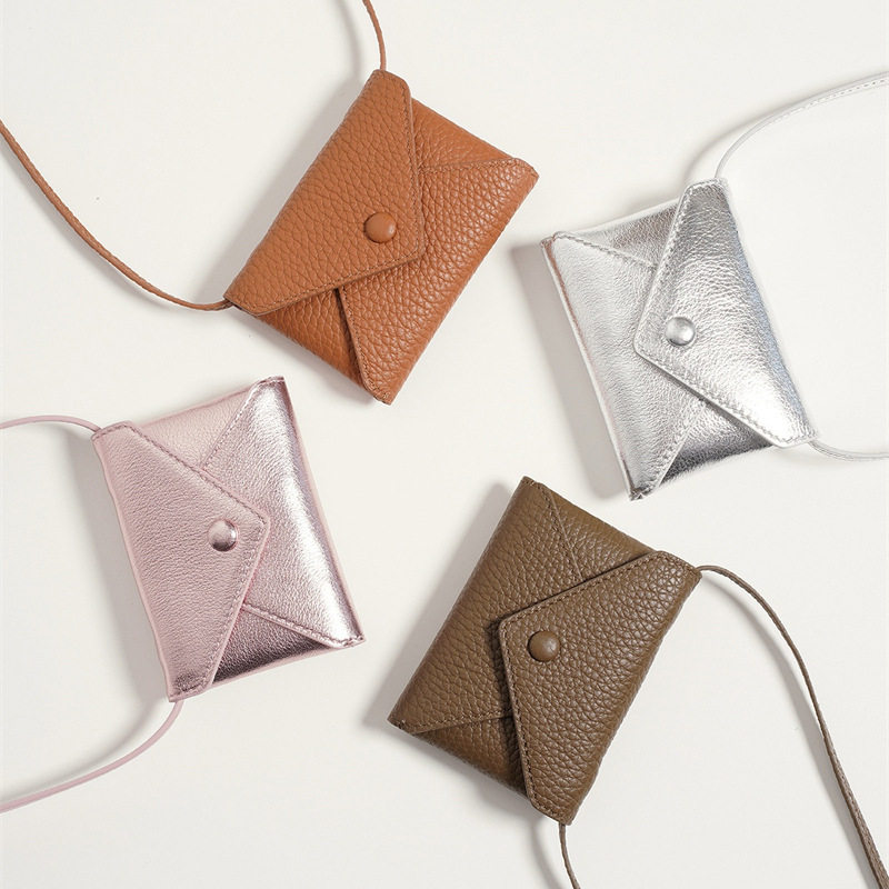 A generation of envelope hanging neck coin purse multi-color optional button slung mini bag factory outlet