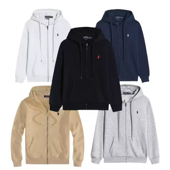 Cross-Border Trade Original Pony Logo Embroidered Hooded Zipper Sweatshirt for Men and Women, Comfortable Casual Sports Sweatshirt for Spring and Autumn