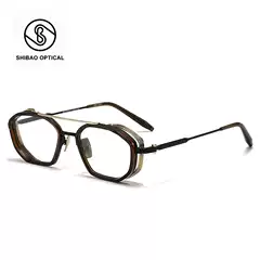 New Double Bridge Pure Titanium Industrial Style Mesh Cutout Anti-Blue Light Frame, High Prescription Myopia ERIS TWO Glasses
