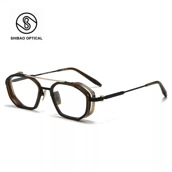 New Double Bridge Pure Titanium Industrial Style Mesh Cutout Anti-Blue Light Frame, High Prescription Myopia ERIS TWO Glasses
