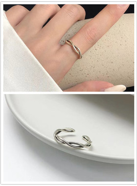 复古简约线条戒指女小众设计
