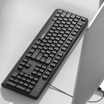 Rapoo NK1500 Wired Keyboard USB Office Computer Business Splash-proof Laser Engraved Keycap Black